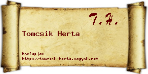 Tomcsik Herta névjegykártya